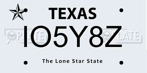IO5Y8Z Texas License Plate