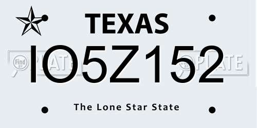IO5Z152 Texas License Plate