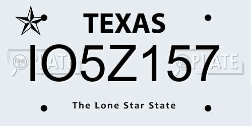 IO5Z157 Texas License Plate