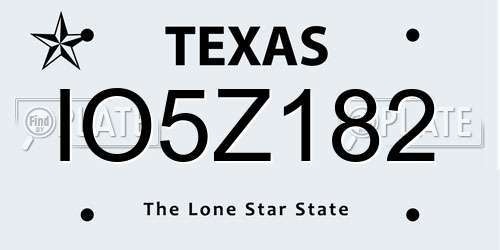 IO5Z182 Texas License Plate