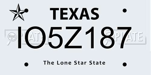 IO5Z187 Texas License Plate