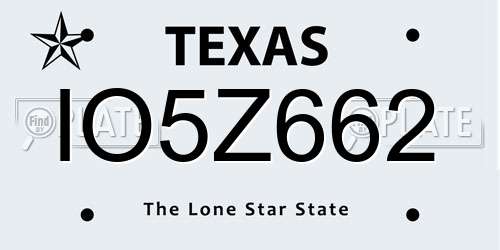 IO5Z662 Texas License Plate
