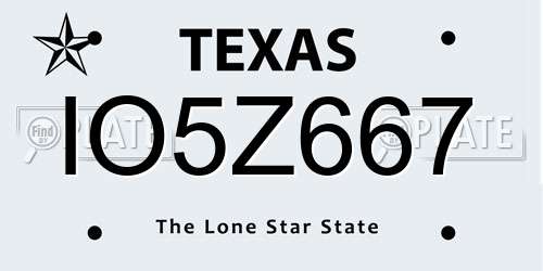 IO5Z667 Texas License Plate