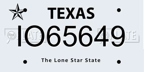 IO65649 Texas License Plate