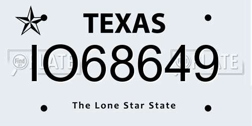 IO68649 Texas License Plate