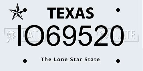 IO69520 Texas License Plate