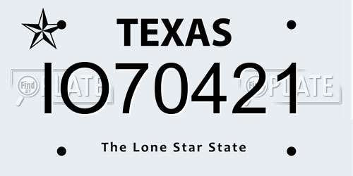 IO70421 Texas License Plate