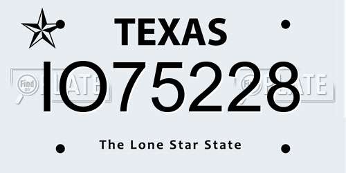 IO75228 Texas License Plate