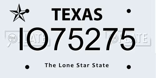 IO75275 Texas License Plate