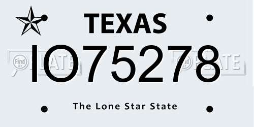 IO75278 Texas License Plate