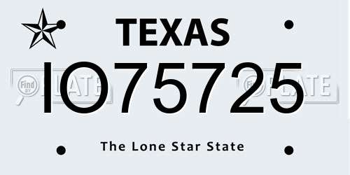 IO75725 Texas License Plate