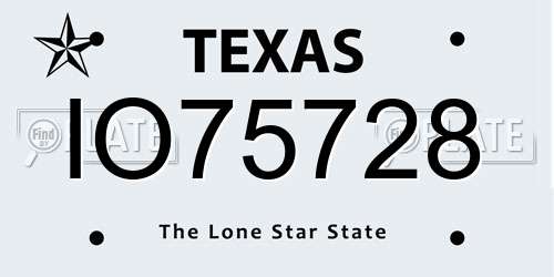 IO75728 Texas License Plate