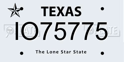 IO75775 Texas License Plate
