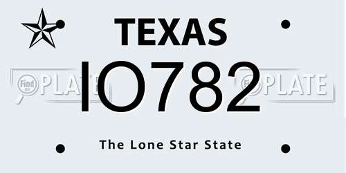IO782 Texas License Plate