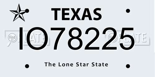 IO78225 Texas License Plate