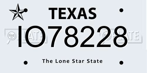 IO78228 Texas License Plate