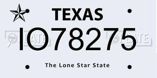 IO78275 Texas License Plate