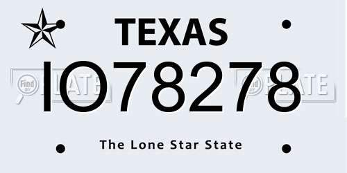 IO78278 Texas License Plate