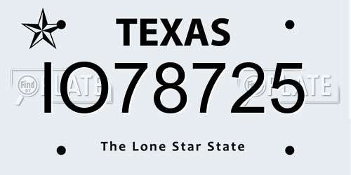 IO78725 Texas License Plate