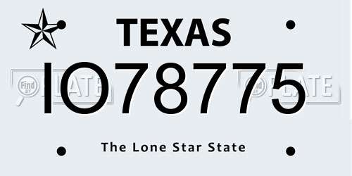 IO78775 Texas License Plate