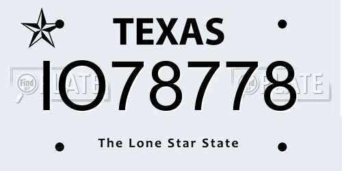 IO78778 Texas License Plate