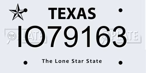 IO79163 Texas License Plate