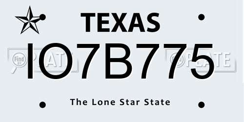 IO7B775 Texas License Plate