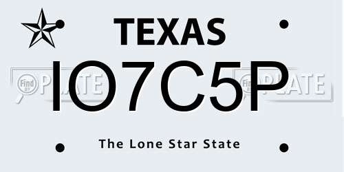 IO7C5P Texas License Plate
