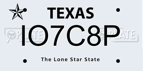 IO7C8P Texas License Plate