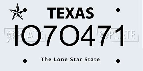 IO7O471 Texas License Plate