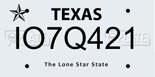 IO7Q421 Texas License Plate