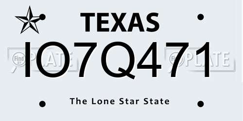 IO7Q471 Texas License Plate