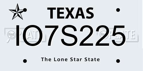 IO7S225 Texas License Plate