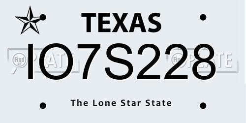 IO7S228 Texas License Plate