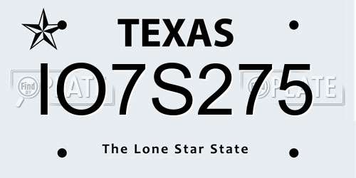 IO7S275 Texas License Plate