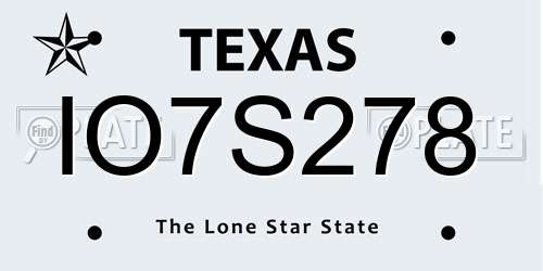 IO7S278 Texas License Plate