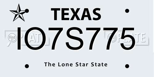 IO7S775 Texas License Plate