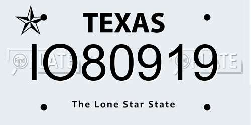 IO80919 Texas License Plate