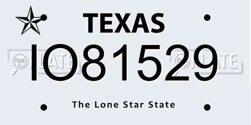 IO81529 Texas License Plate