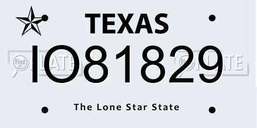 IO81829 Texas License Plate