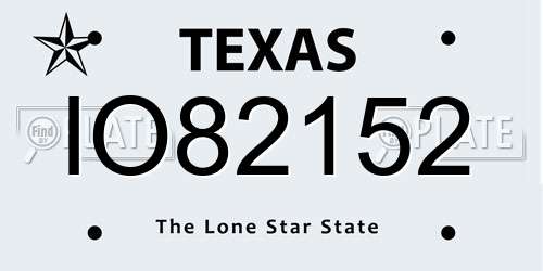 IO82152 Texas License Plate