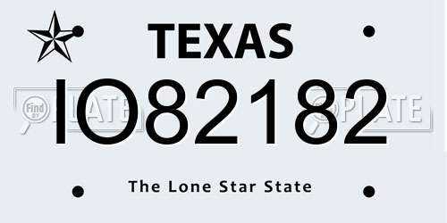 IO82182 Texas License Plate