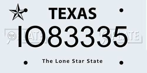 IO83335 Texas License Plate