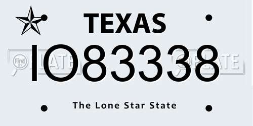 IO83338 Texas License Plate