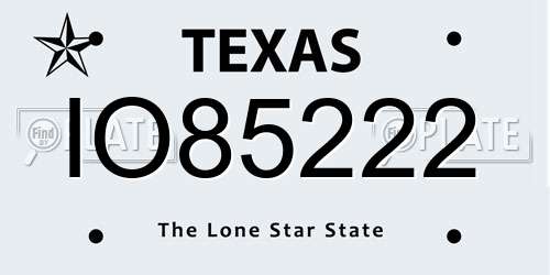 IO85222 Texas License Plate