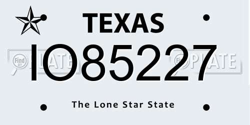 IO85227 Texas License Plate