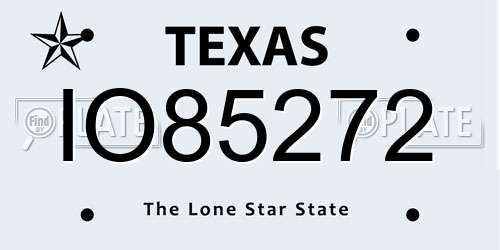 IO85272 Texas License Plate
