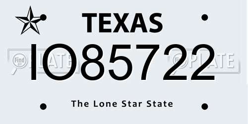 IO85722 Texas License Plate