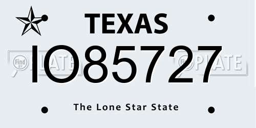 IO85727 Texas License Plate