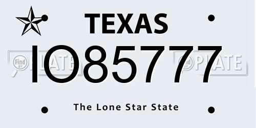 IO85777 Texas License Plate